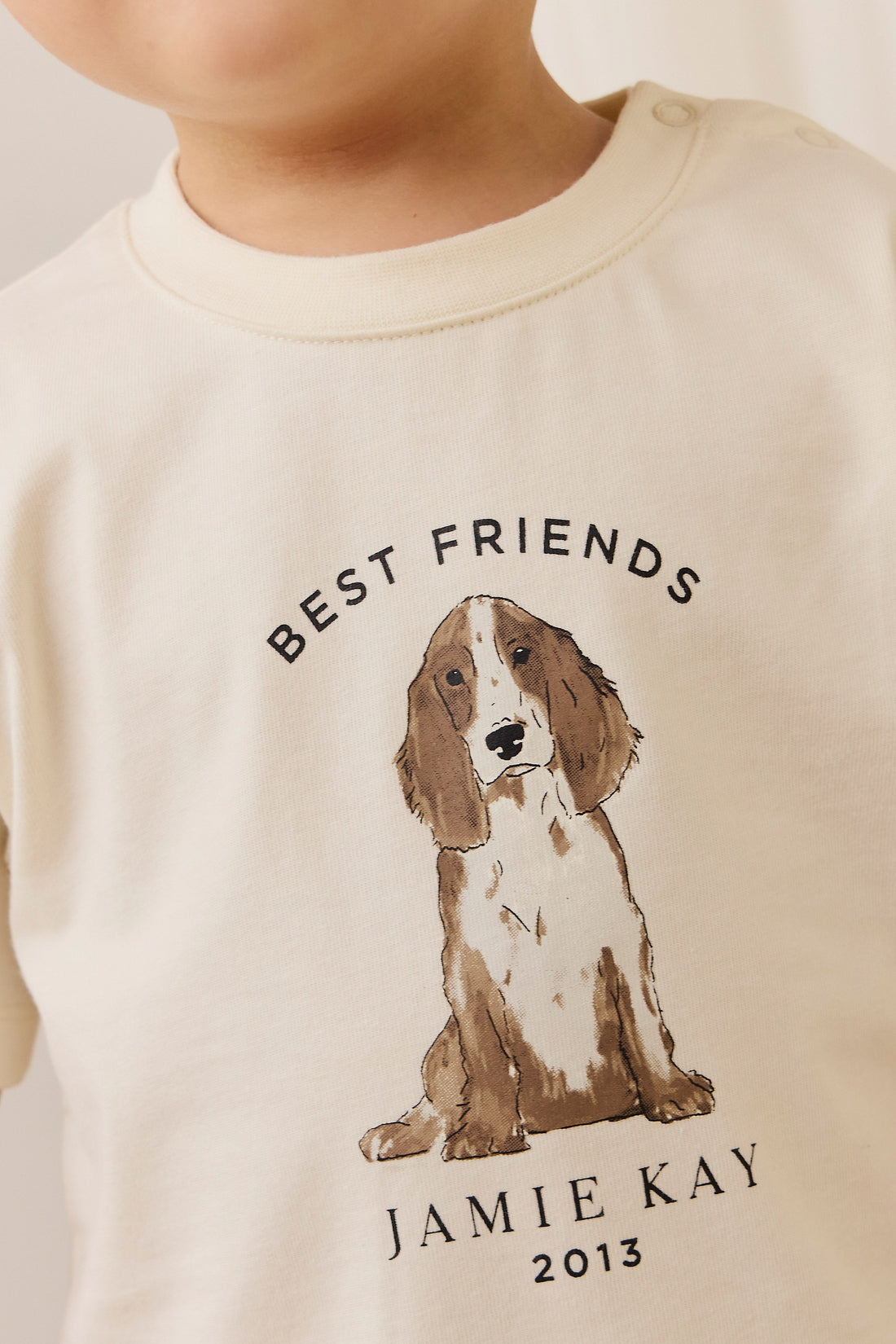 Organic Cotton Bjorn Tee - Parchment Best Friends Childrens Top from Jamie Kay USA