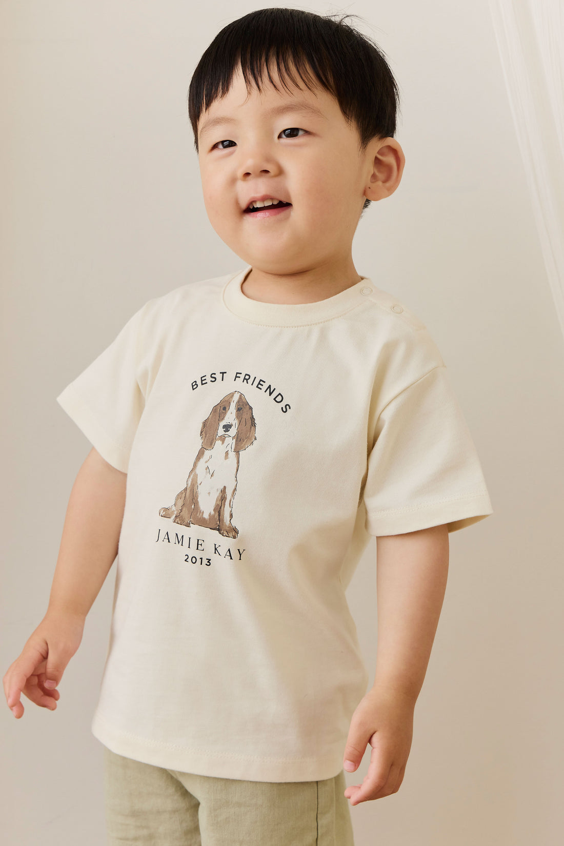 Organic Cotton Bjorn Tee - Parchment Best Friends Childrens Top from Jamie Kay USA