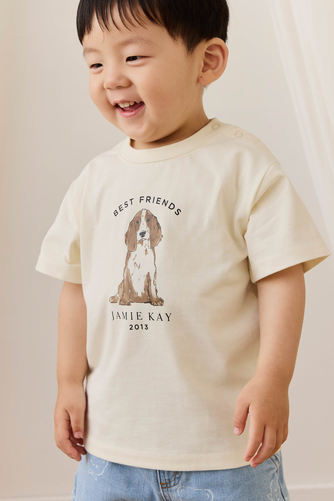 Organic Cotton Bjorn Tee - Parchment Best Friends Childrens Top from Jamie Kay USA