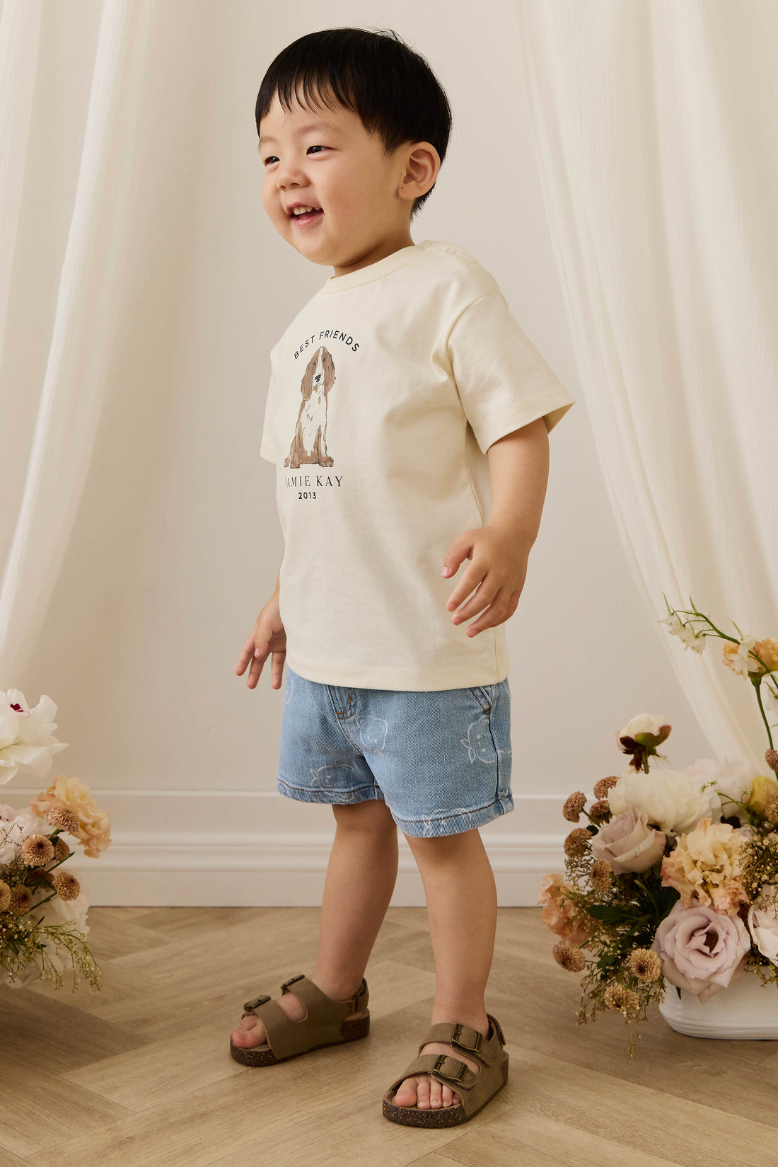 Organic Cotton Bjorn Tee - Parchment Best Friends Childrens Top from Jamie Kay USA