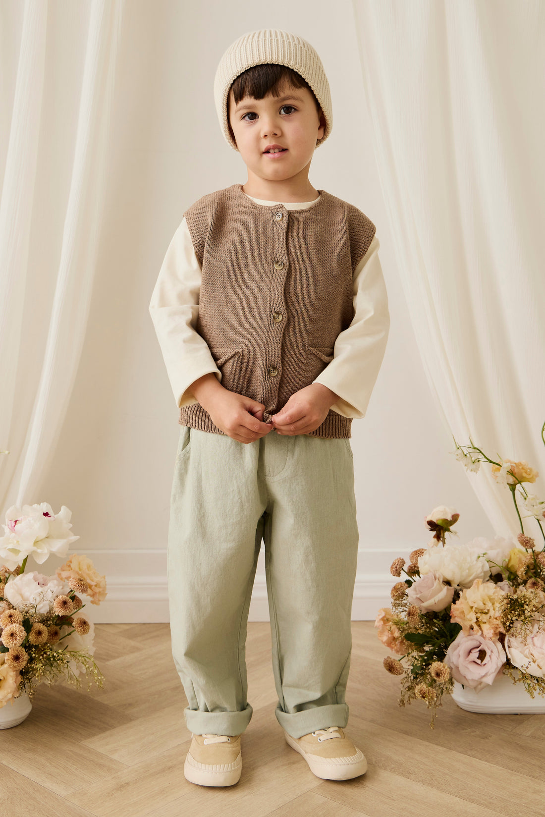 Ali Linen/Cotton Pant - Lichen Childrens Pant from Jamie Kay USA