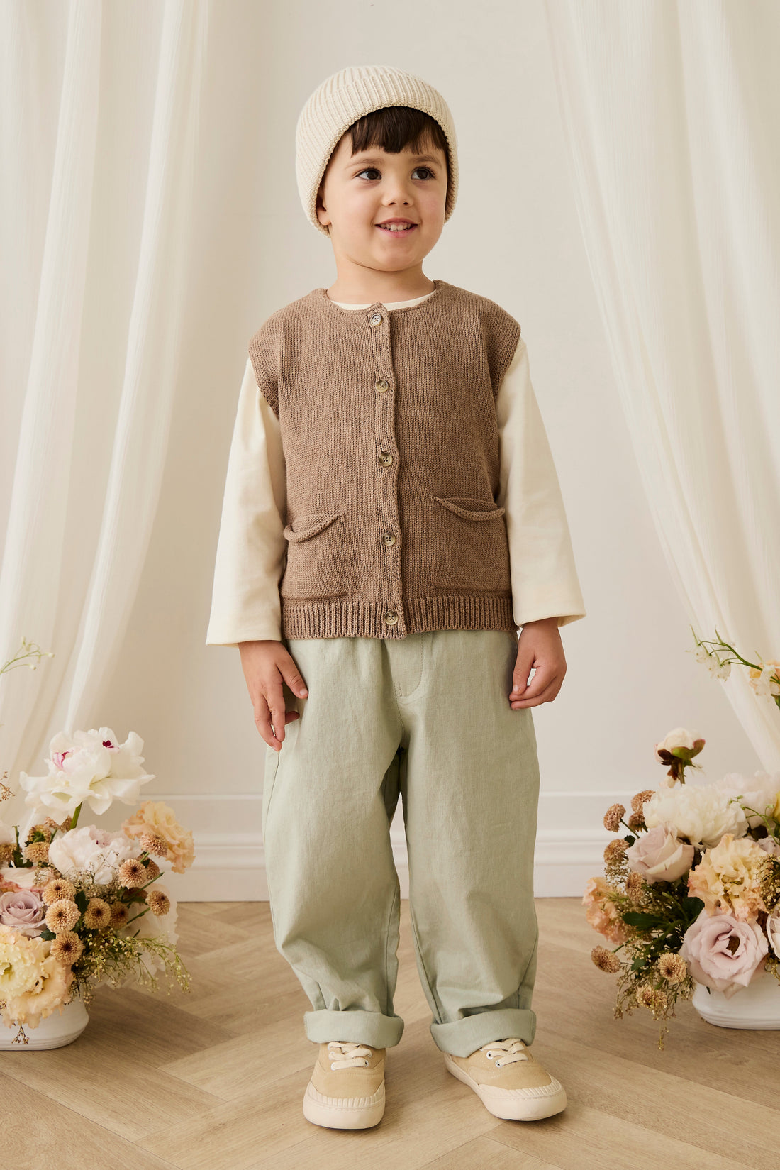 Ali Linen/Cotton Pant - Lichen Childrens Pant from Jamie Kay USA