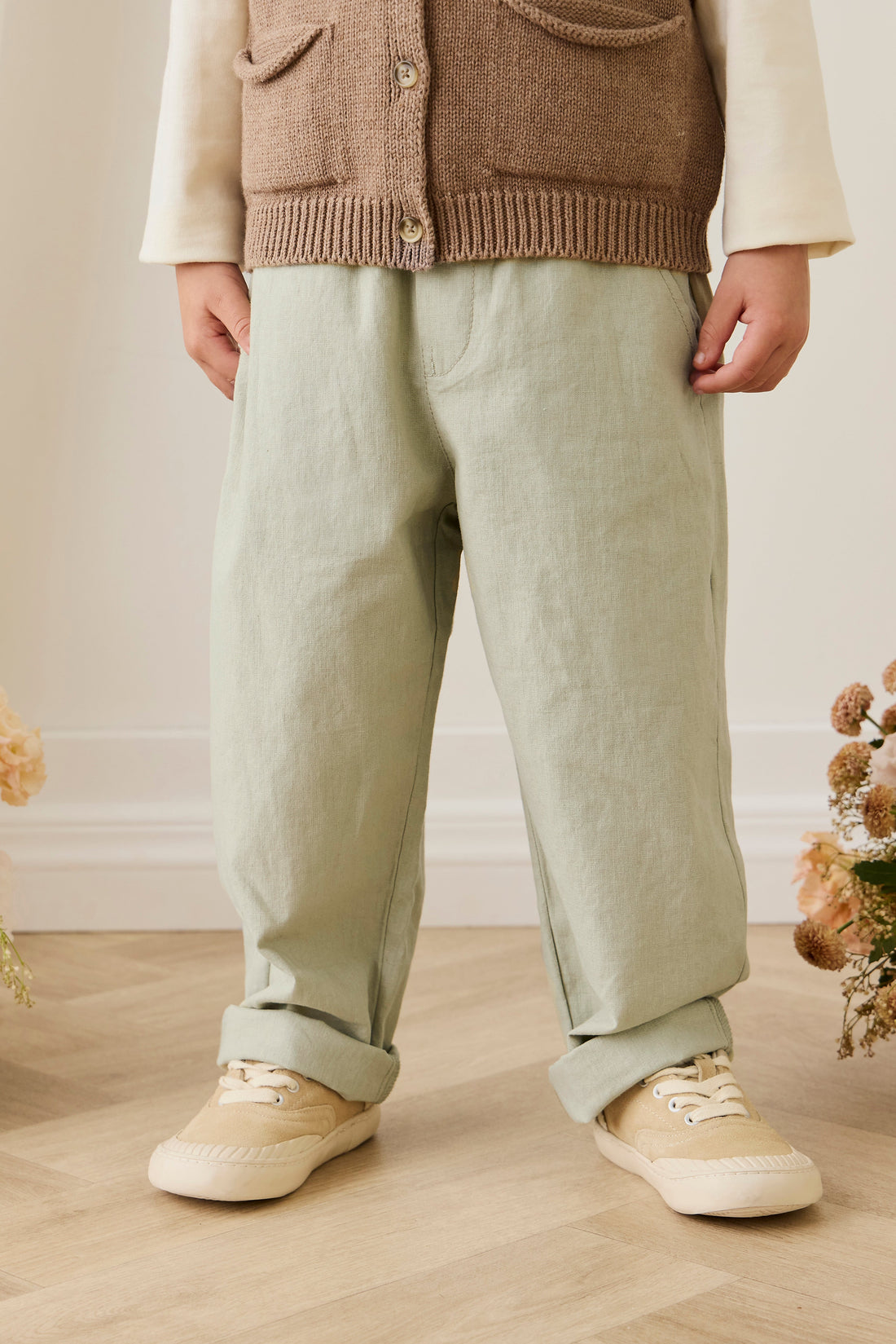 Ali Linen/Cotton Pant - Lichen Childrens Pant from Jamie Kay USA