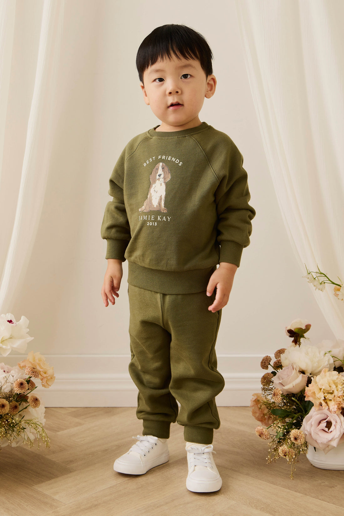 Organic Cotton Nash Track Pant - Sicilian Olive Childrens Pant from Jamie Kay USA