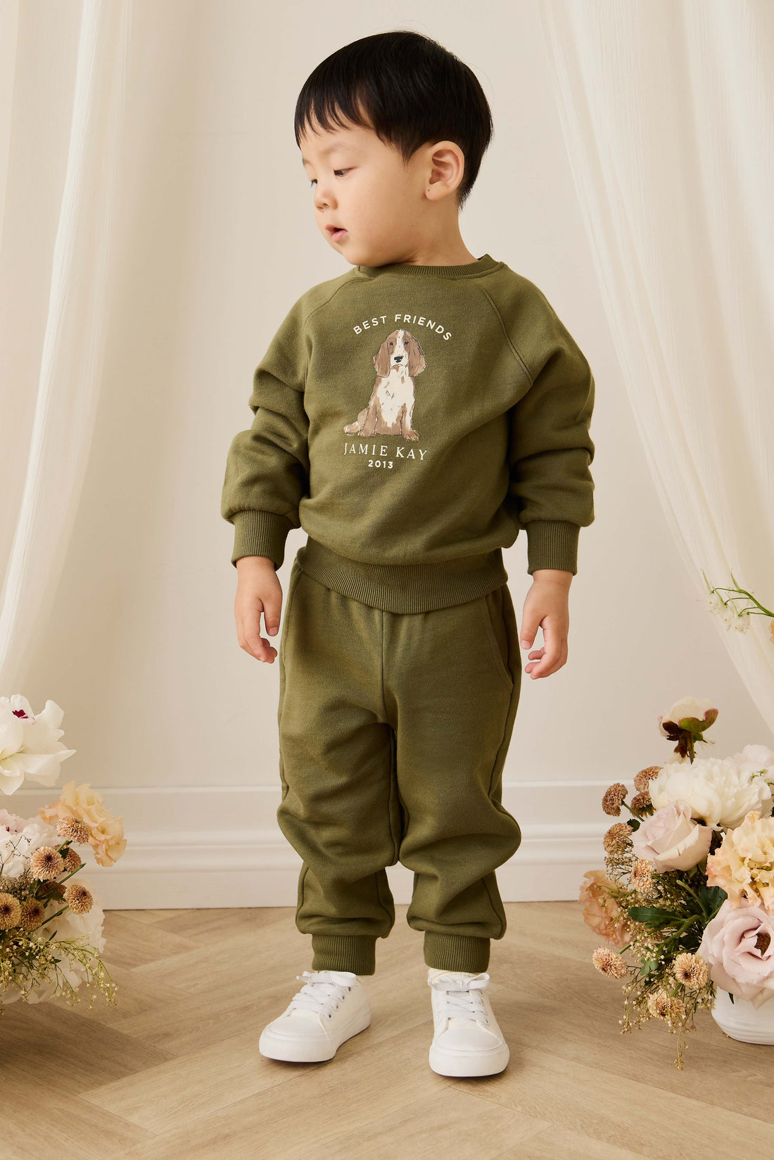 Organic Cotton Nash Track Pant - Sicilian Olive Childrens Pant from Jamie Kay USA