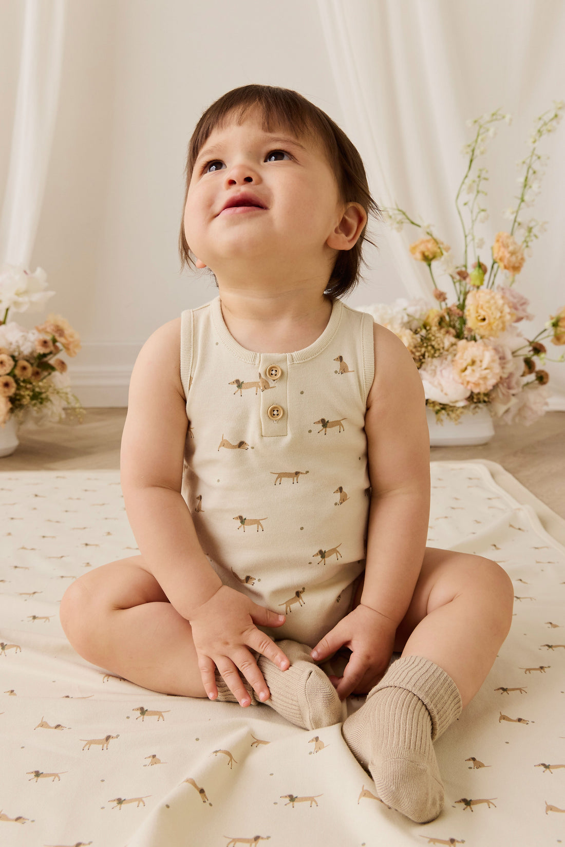 Organic Cotton Archie Playsuit - Play Ball Cassava Childrens Playsuit from Jamie Kay USA