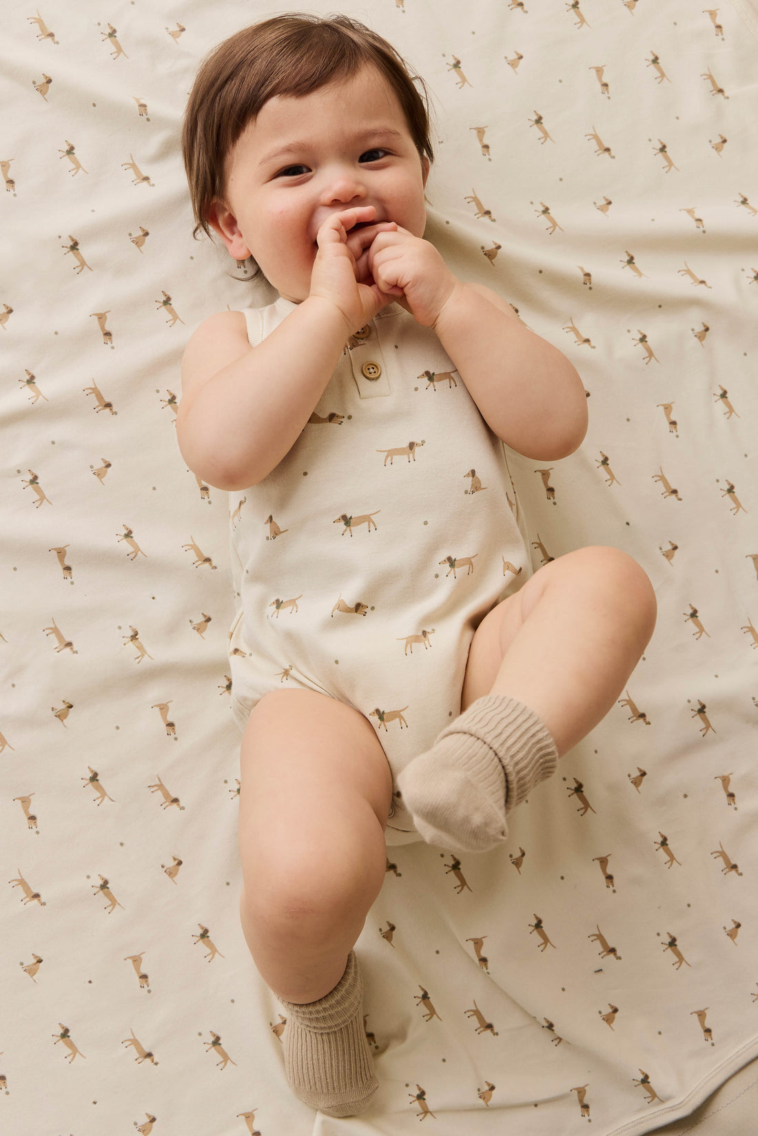 Organic Cotton Archie Playsuit - Play Ball Cassava Childrens Playsuit from Jamie Kay USA