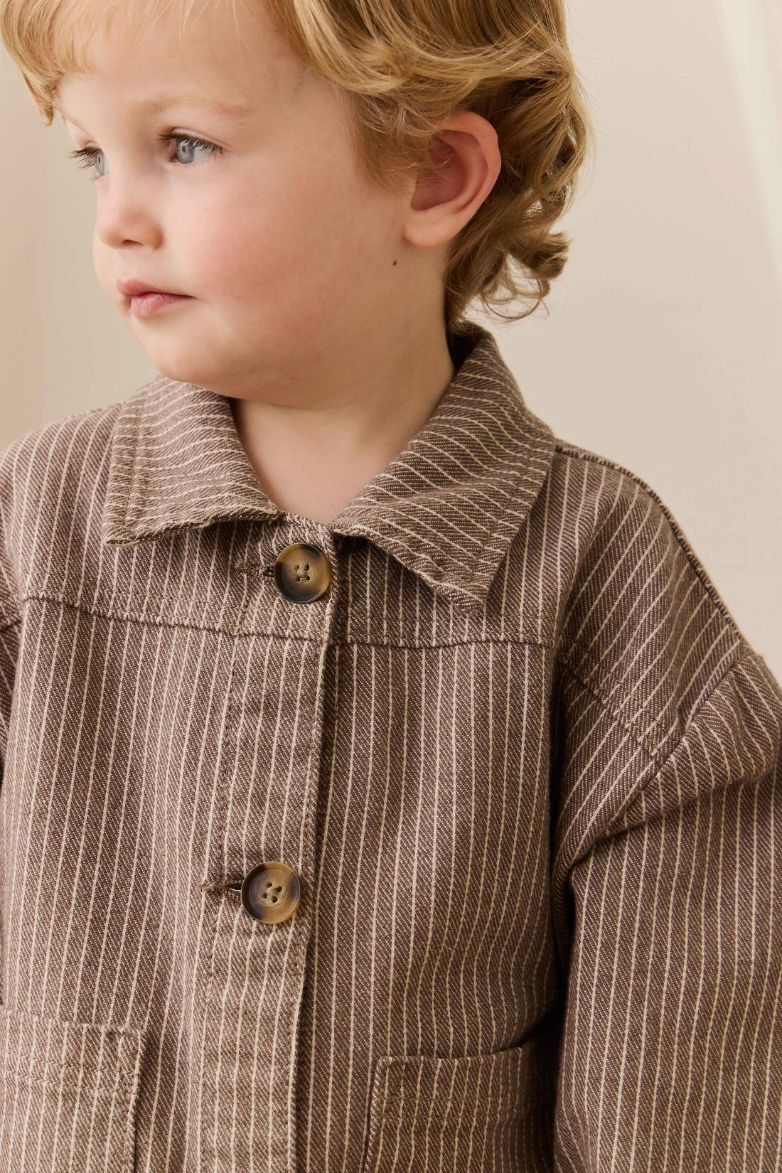 Axel Jacket-Mini Pinstripe Cassava / Iroko Childrens Jacket from Jamie Kay USA
