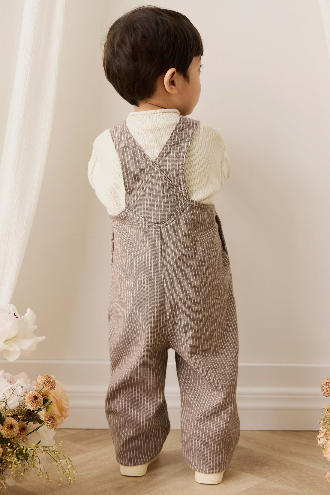 Blair Overall - Mini Pinstripe Cassava / Iroko Childrens Overall from Jamie Kay USA