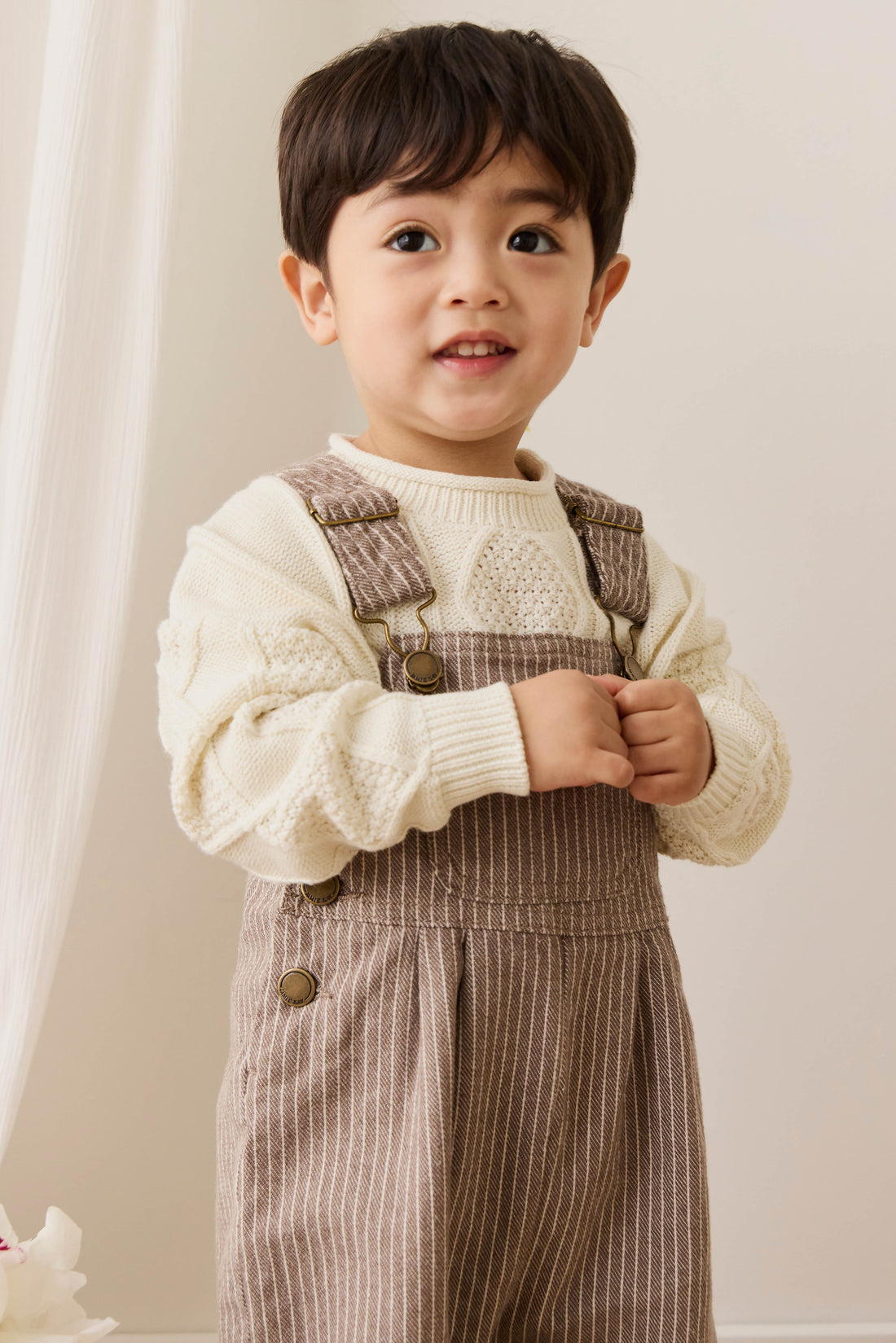 Blair Overall - Mini Pinstripe Cassava / Iroko Childrens Overall from Jamie Kay USA