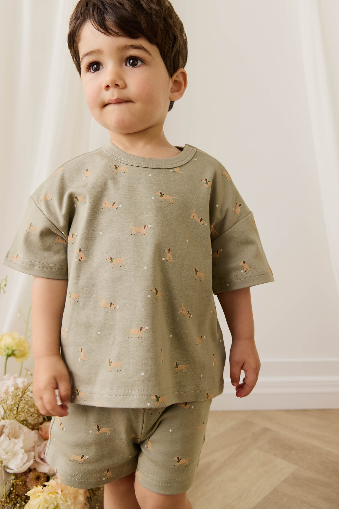 Pima Cotton Wesley Short - Play Ball Vert Childrens Short from Jamie Kay USA