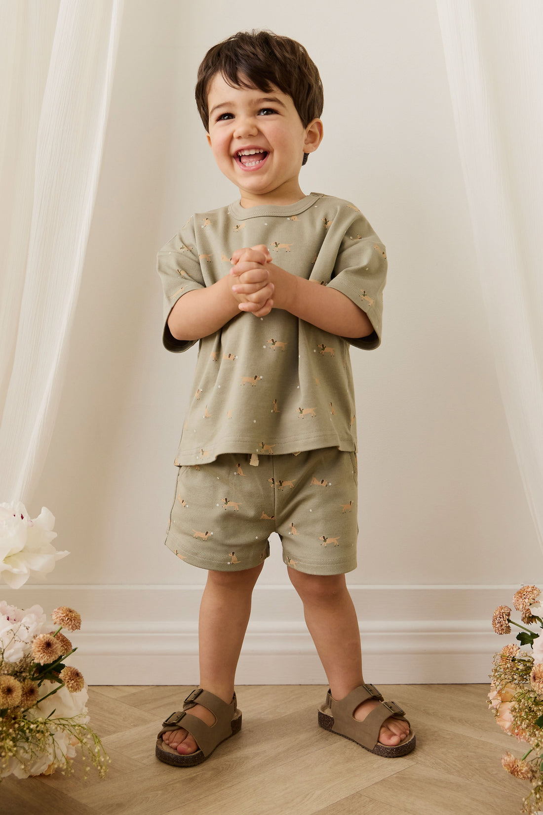 Pima Cotton Wesley Short - Play Ball Vert Childrens Short from Jamie Kay USA