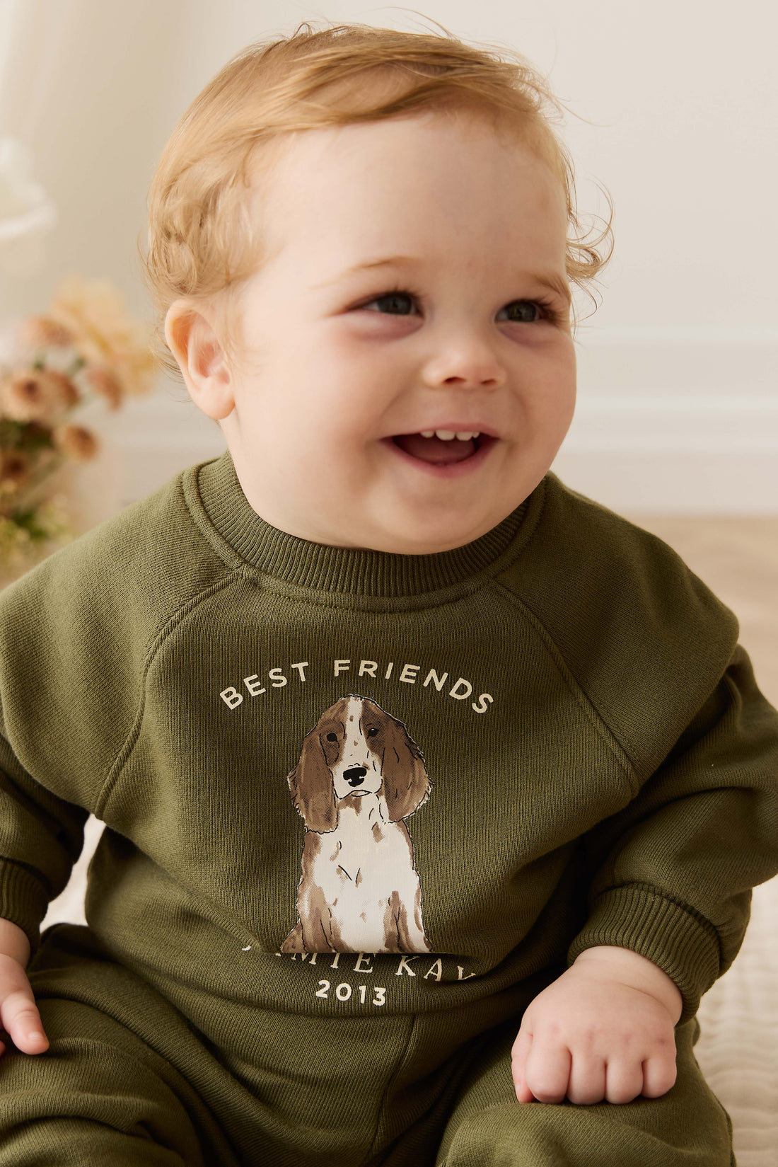 Organic Cotton Hayes Sweatshirt - Sicilian Olive Best Friends Childrens Sweatshirt from Jamie Kay USA