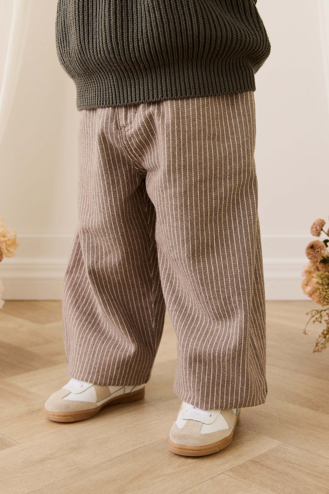 Abel Pant - Mini Pinstripe Cassava / Iroko Childrens Pant from Jamie Kay USA