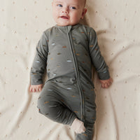 Organic Cotton Modal Reese Zip Onepiece - Vintage Cars Agave Childrens Onepiece from Jamie Kay USA