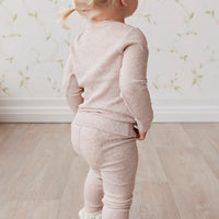 Organic Cotton Modal Elastane Legging - Powder Pink Marle Childrens Legging from Jamie Kay USA
