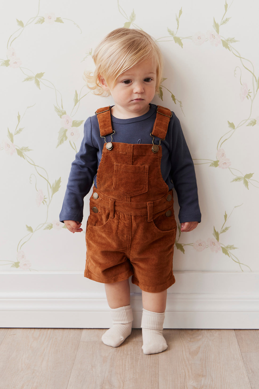 Casey Cord Short Overall - Cinnamon Childrens Overall from Jamie Kay USA