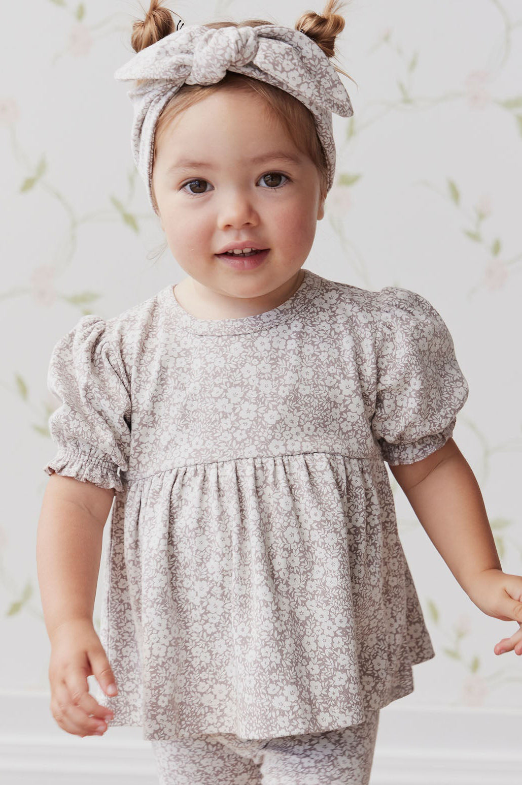 Organic Cotton Camille Top - Greta Floral Bark Childrens Top from Jamie Kay USA