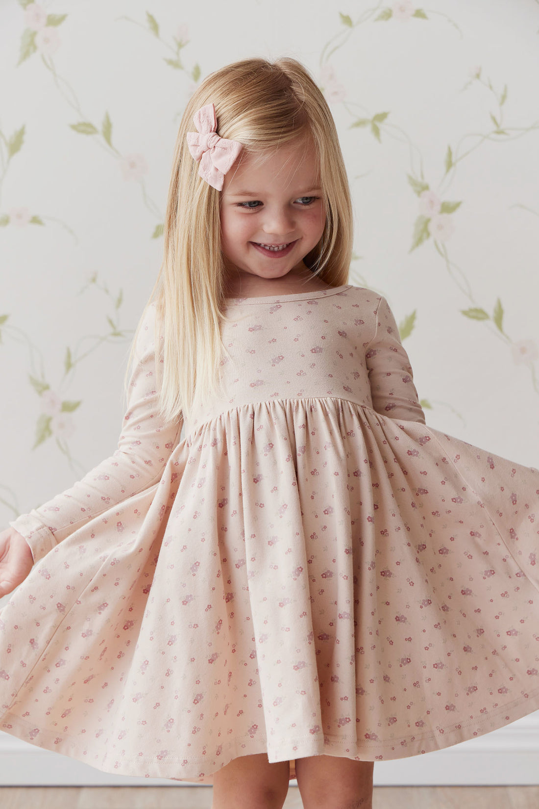 Organic Cotton Tallulah Dress - Cindy Whisper Pink Childrens Dress from Jamie Kay USA