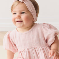 Organic Cotton Muslin Headband - Petite Heart Old Rose Childrens Headband from Jamie Kay USA