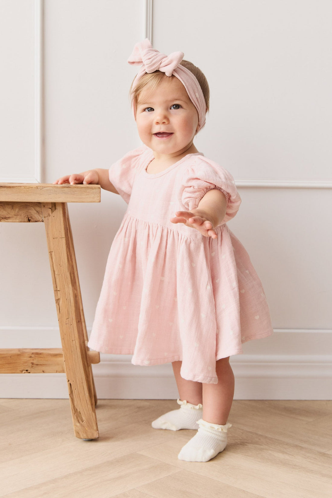 Organic Cotton Muslin Elodie Top - Petite Heart Old Rose Childrens Top from Jamie Kay USA