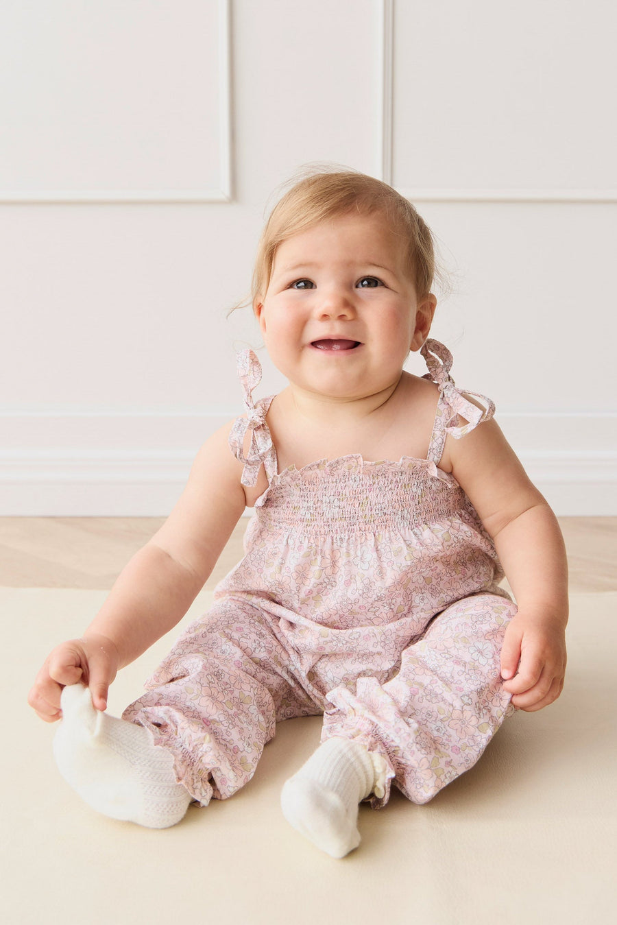 Organic Cotton Summer Playsuit - Chloe Mauve Childrens Playsuit from Jamie Kay USA