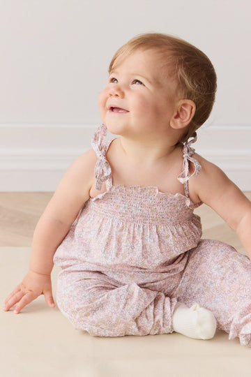 Organic Cotton Summer Playsuit - Chloe Mauve Childrens Playsuit from Jamie Kay USA