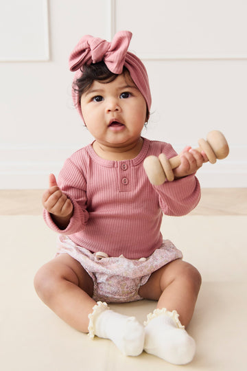 Organic Cotton Modal Long Sleeve Bodysuit - Rose Garden Childrens Bodysuit from Jamie Kay USA