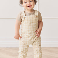 Organic Cotton Kingston Overall - Gingham Pale Khaki Childrens Overall from Jamie Kay USA