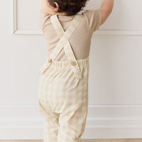 Organic Cotton Kingston Overall - Gingham Pale Khaki Childrens Overall from Jamie Kay USA