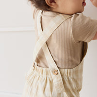 Organic Cotton Kingston Overall - Gingham Pale Khaki Childrens Overall from Jamie Kay USA