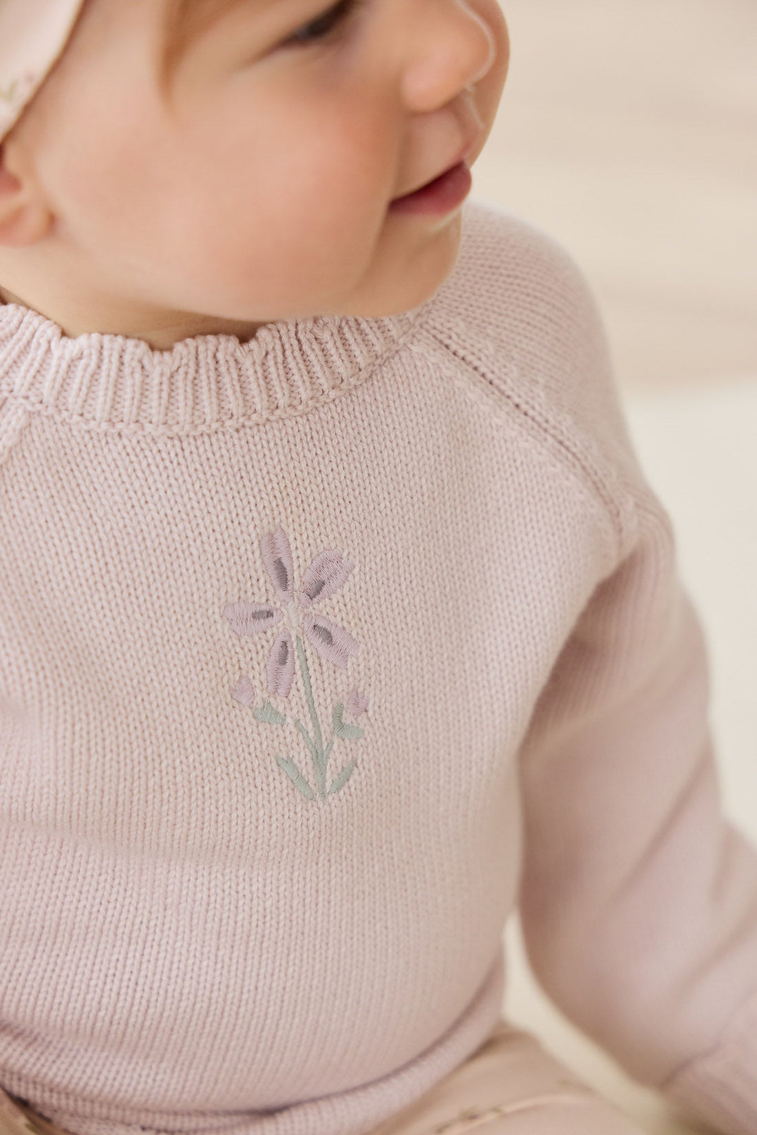 Audrey Jumper - Soft Misty Rose Larissa Knit Childrens Jumper from Jamie Kay USA