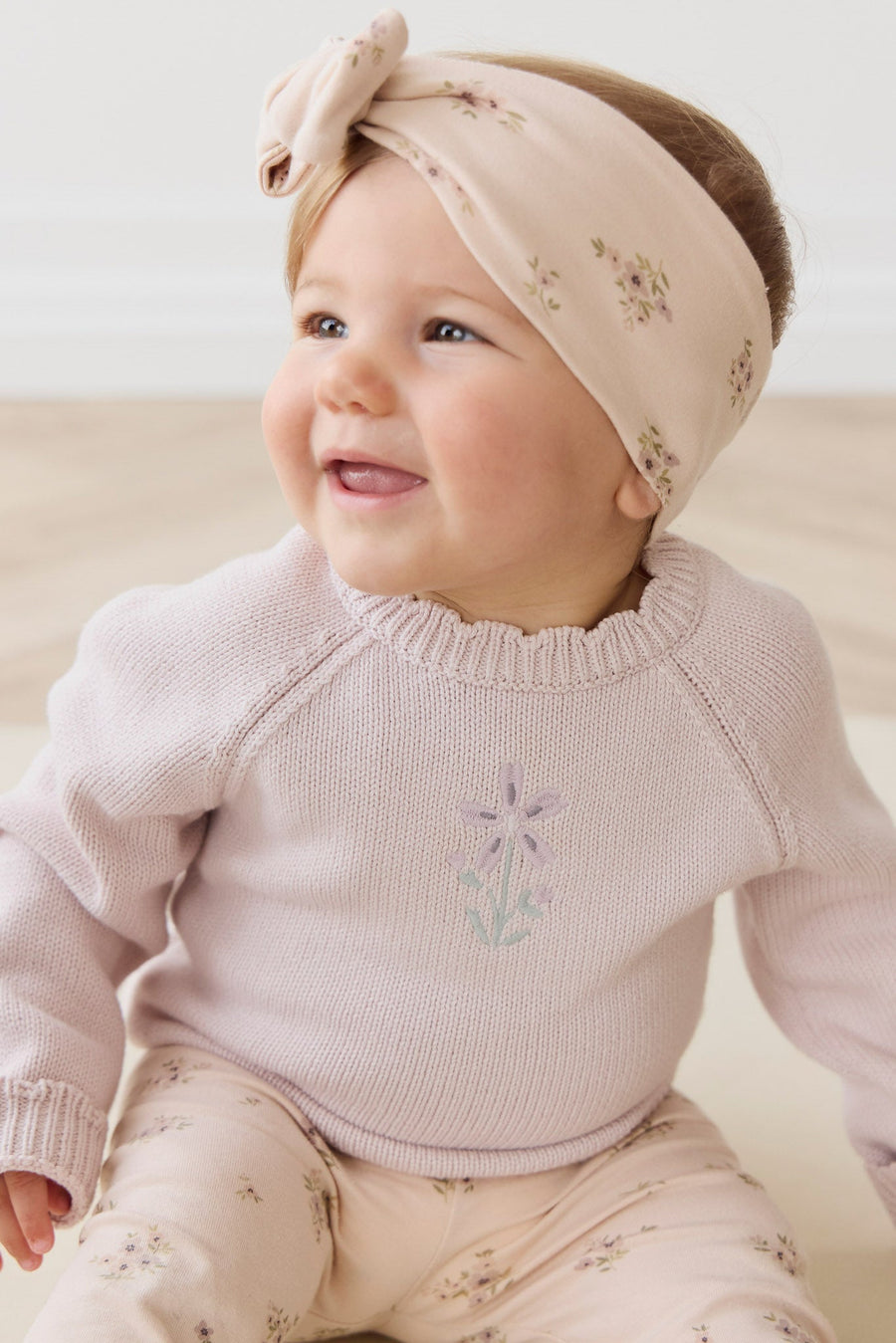 Audrey Jumper - Soft Misty Rose Larissa Knit Childrens Jumper from Jamie Kay USA