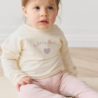 Organic Cotton Everyday Legging - Petite Heart Old Rose Childrens Legging from Jamie Kay USA