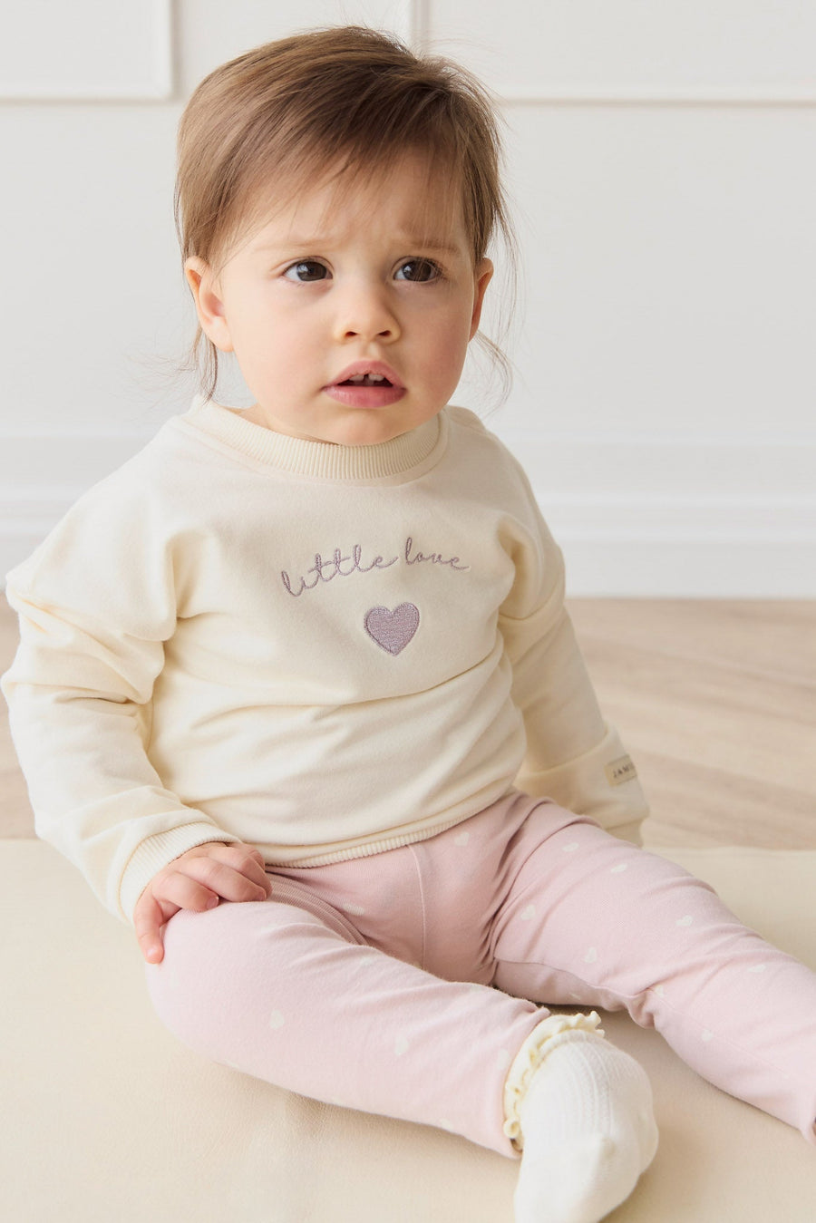 Organic Cotton Everyday Legging - Petite Heart Old Rose Childrens Legging from Jamie Kay USA