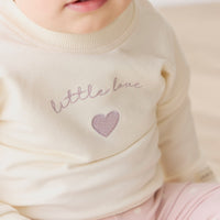 Organic Cotton Bobbie Sweatshirt - Parchment Little Love Violet Childrens Top from Jamie Kay USA