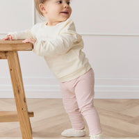 Organic Cotton Everyday Legging - Petite Heart Old Rose Childrens Legging from Jamie Kay USA