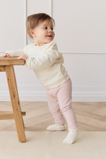 Organic Cotton Everyday Legging - Petite Heart Old Rose Childrens Legging from Jamie Kay USA