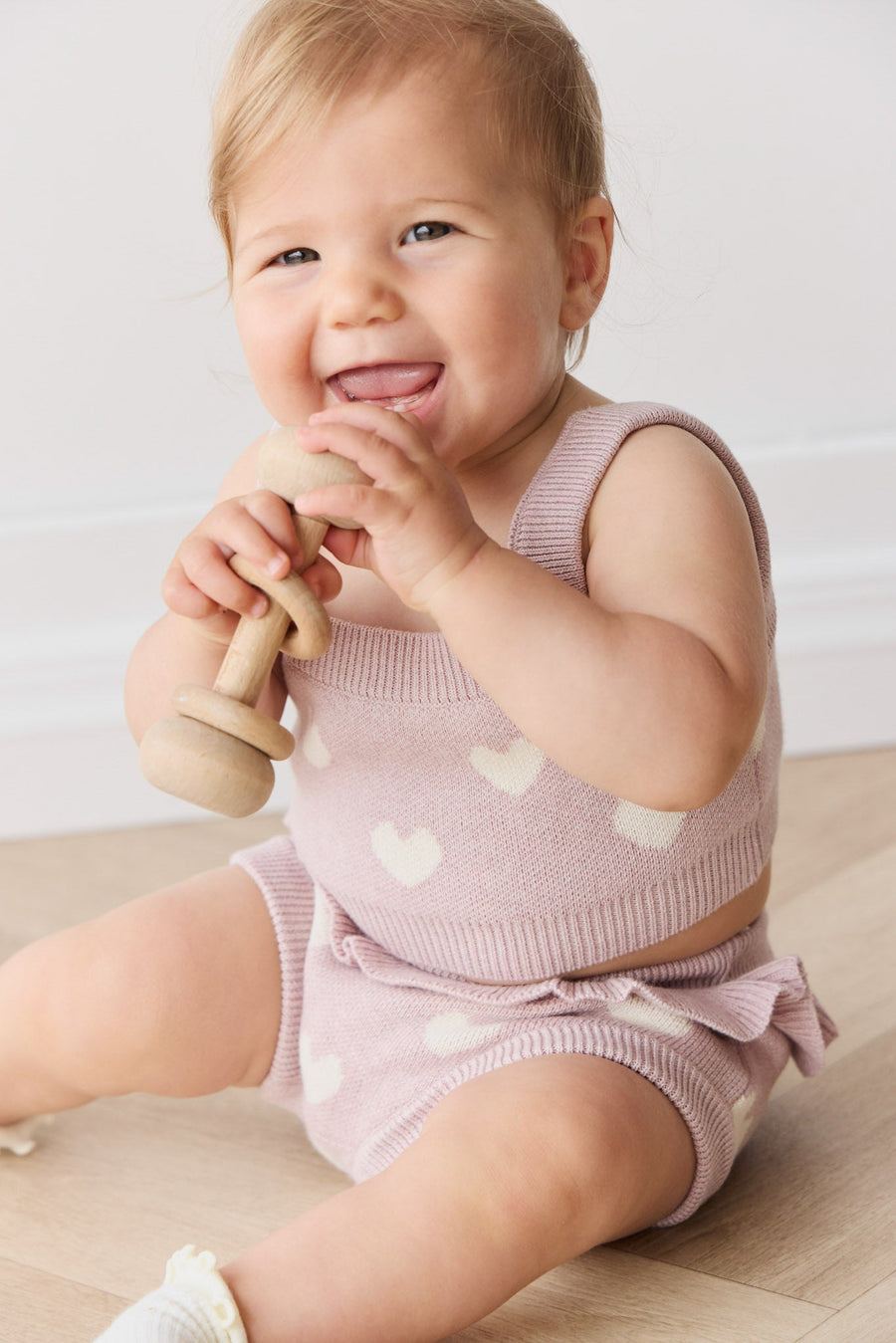 Molly Top - Heart Jacquard Ballerina Marle Childrens Top from Jamie Kay USA