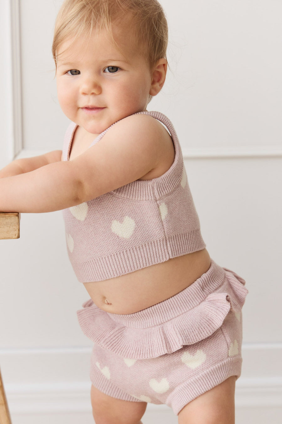 Molly Top - Heart Jacquard Ballerina Marle Childrens Top from Jamie Kay USA