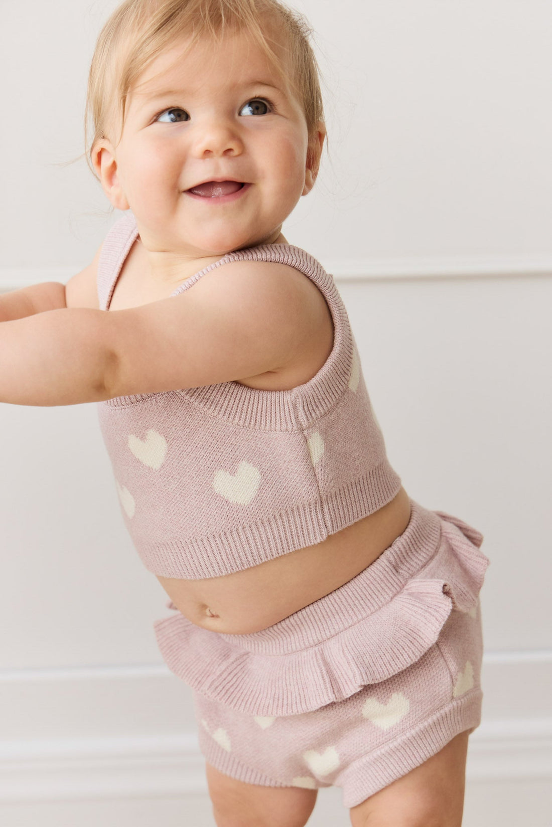 Molly Bloomer - Heart Jacquard Ballerina Marle Childrens Bloomer from Jamie Kay USA