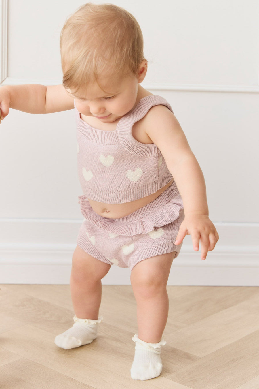 Molly Top - Heart Jacquard Ballerina Marle Childrens Top from Jamie Kay USA