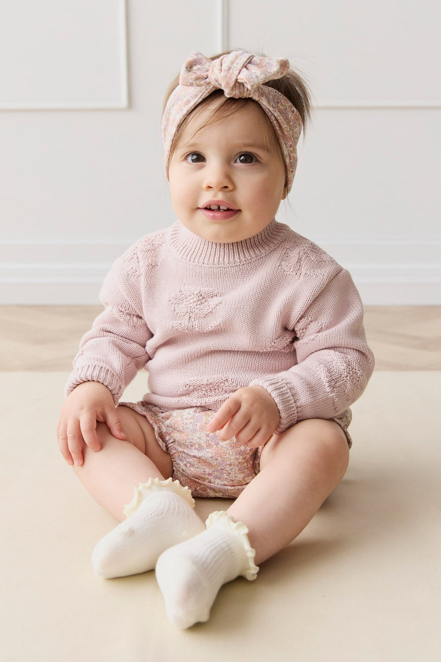 Audrey Jumper - Soft Misty Rose Larissa Knit Childrens Jumper from Jamie Kay USA