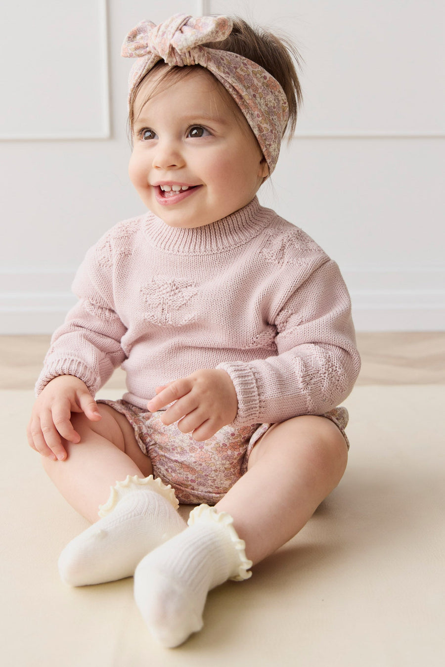 Audrey Jumper - Soft Misty Rose Larissa Knit Childrens Jumper from Jamie Kay USA