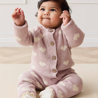 Camille Cardigan - Heart Jacquard Ballerina Marle Childrens Cardigan from Jamie Kay USA