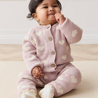 Camille Cardigan - Heart Jacquard Ballerina Marle Childrens Cardigan from Jamie Kay USA