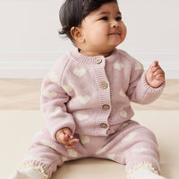 Camille Cardigan - Heart Jacquard Ballerina Marle Childrens Cardigan from Jamie Kay USA