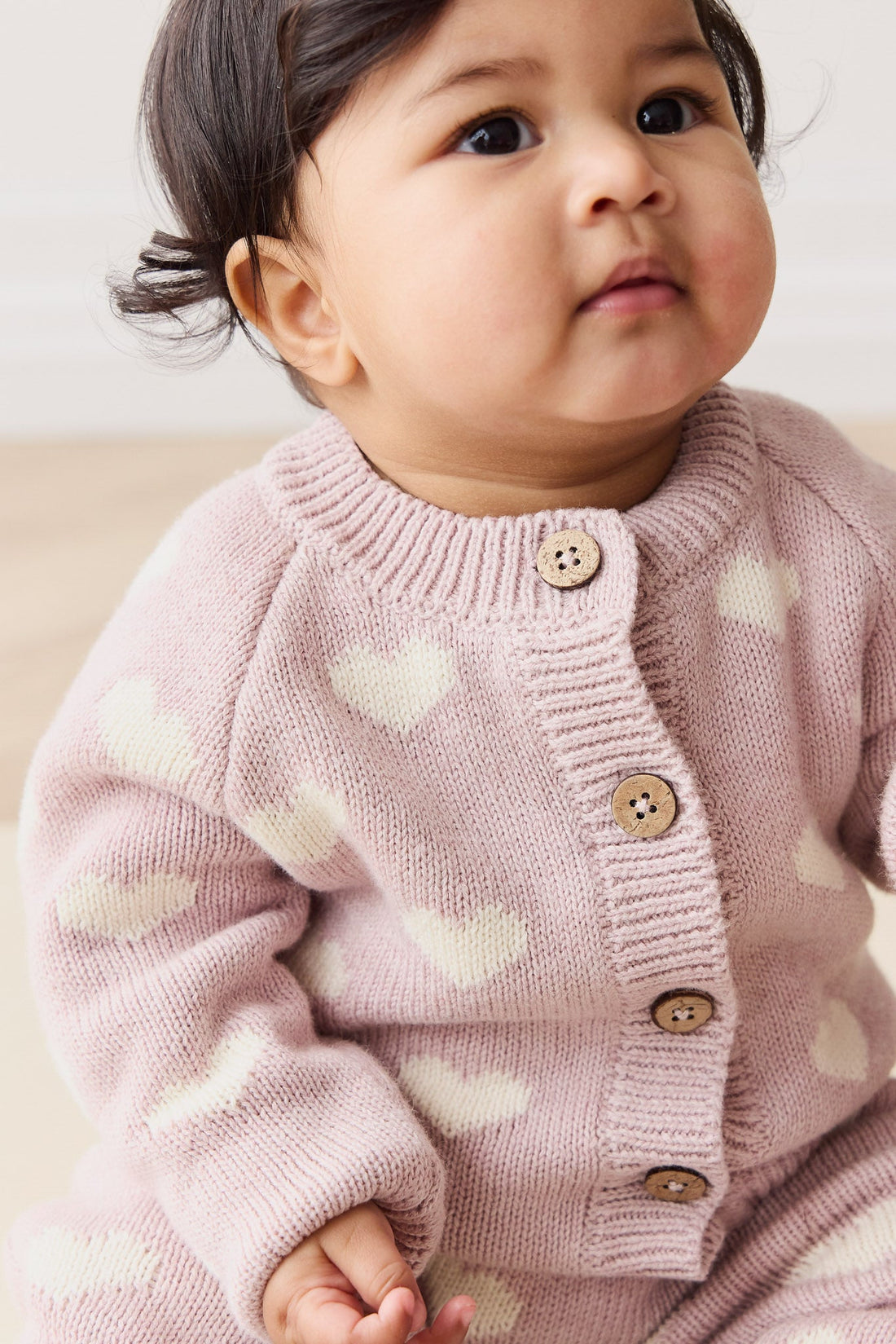 Camille Cardigan - Heart Jacquard Ballerina Marle Childrens Cardigan from Jamie Kay USA