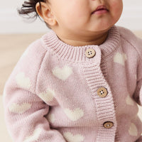 Camille Cardigan - Heart Jacquard Ballerina Marle Childrens Cardigan from Jamie Kay USA