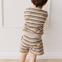 Organic Cotton Jalen Oversized Jumper - Raynor Stripe Pale Khaki Childrens Top from Jamie Kay USA